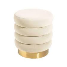 Set 2 Pouf Contenitore Velluto con Fondo in Acciaio Oro