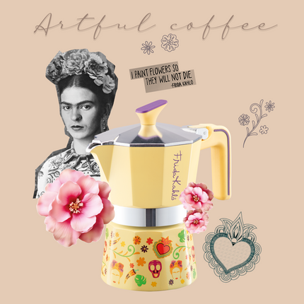 Caffettiera Frida Kahlo 1, 2, 3, 6 Tazze (Colori Assortiti) – Pedrini