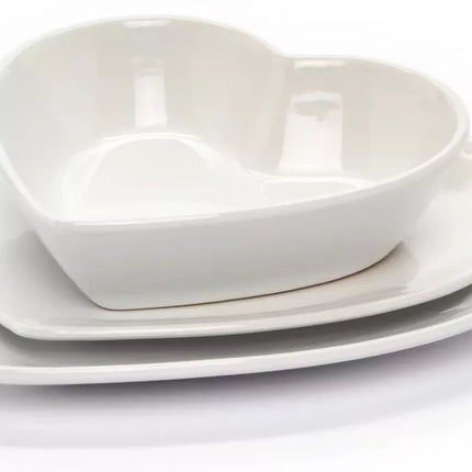 Servizio di 18 Piatti a Cuore in Ceramica
