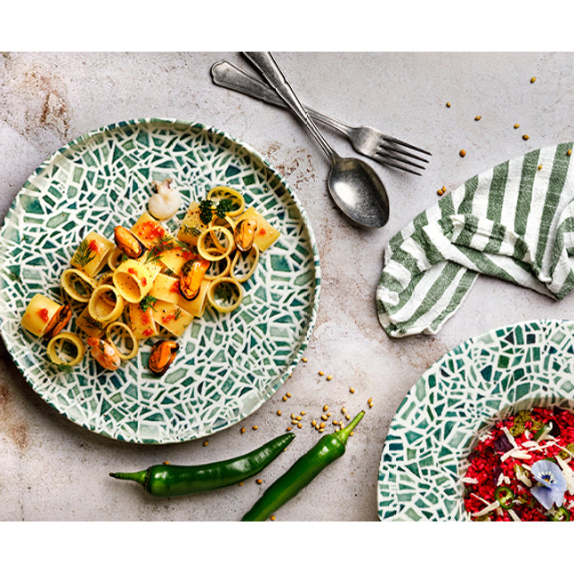 Piatto Edge Emerald Porcellana Verde (23cm, 27cm) - Tognana