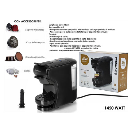 Macchina da Caffè 4 in 1 Express - 1450 Watt