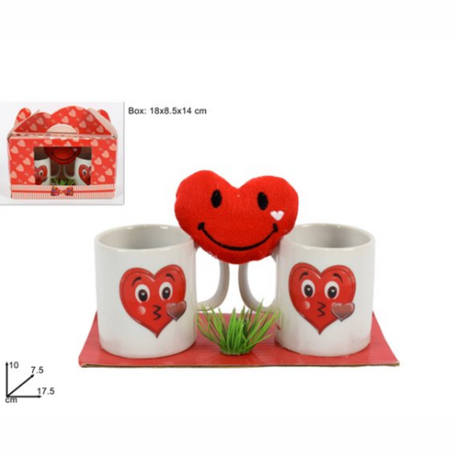 Set 2 Tazzine con Cuore in Peluche