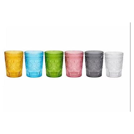 Cecaro Group – Set Bicchieri e Calici Olivia in Vetro Colorato - 6 Bicchieri da 300 ml + 6 Calici da 270 ml