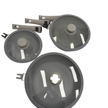 Batteria di Padelle 14 Pezzi in Pietra Lavica Antiaderente