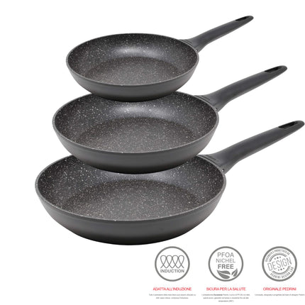 Set 3 Padelle Pedrini con Rivestimento Durastone