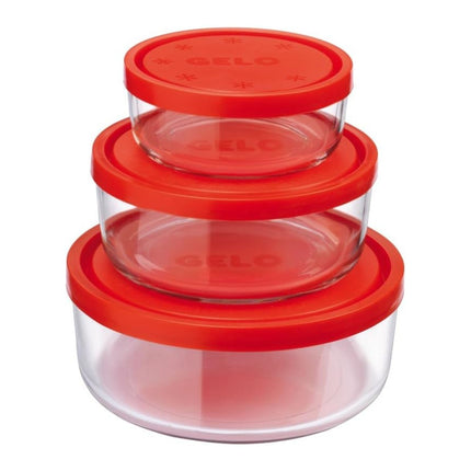 Rocco Bormioli Set 3 PZ Gelo Box con Coperchio Rosso