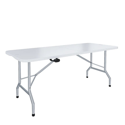 Tavolo da Giardino Richiudibile in Dura Resina – 180 x 74 x 70 cm – Bianco