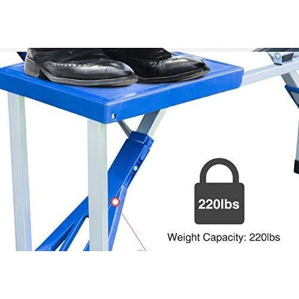 Set Tavolo Tavolino Pieghevole Pic Nic Campeggio Alluminio Con 4 Sgabelli Blu