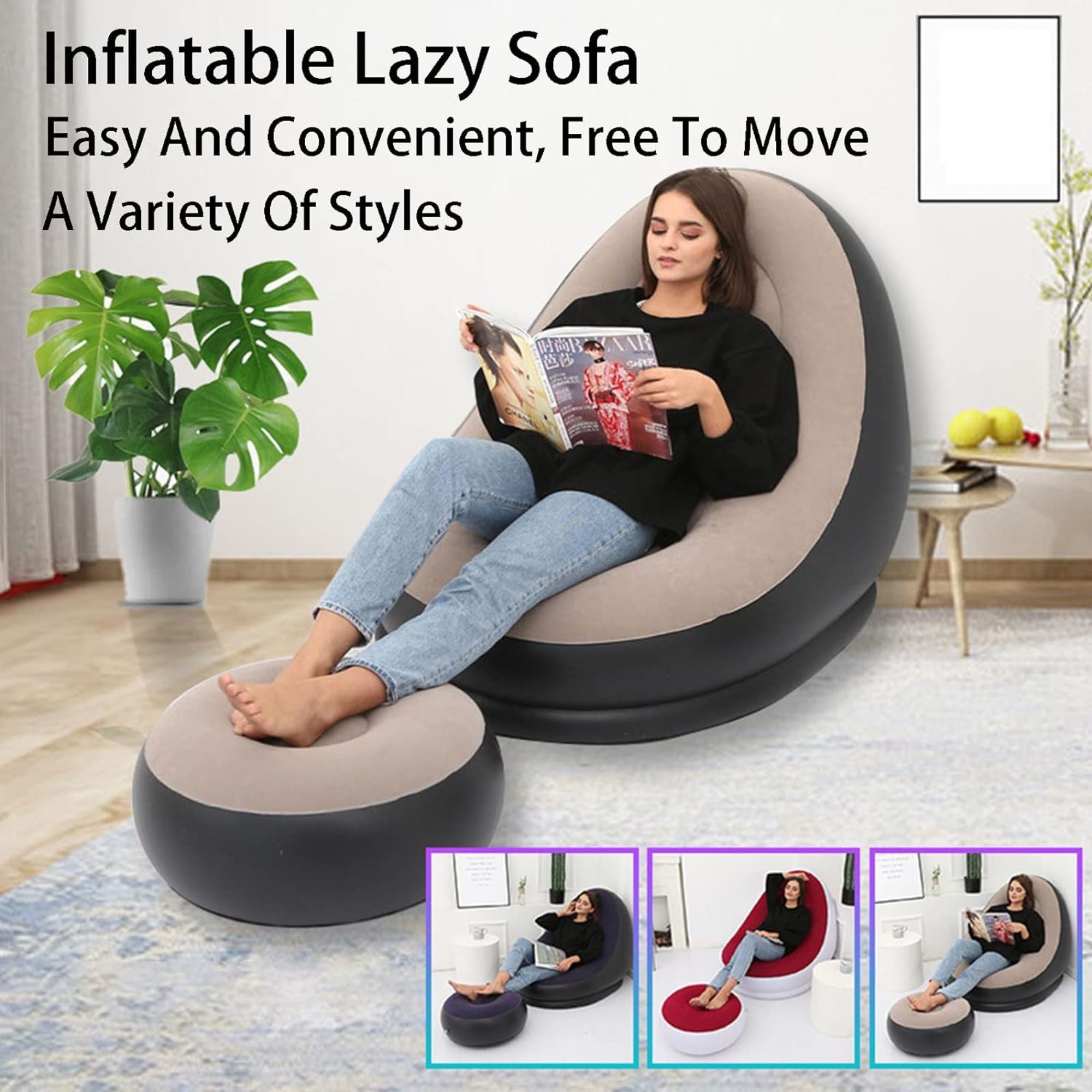 Poltrona Gonfiabile Con Poggiapiedi - Per Relax Interno Ed Esterno, Impermeabile, Con Pompa - Foto 13