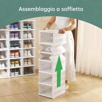 Assemblaggio scarpiera trasparente